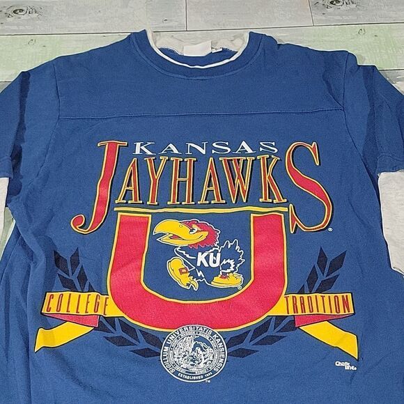 Vintage Chalk Line KU Kansas Jayhawks Shirt sz Large - Picture 3 of 10